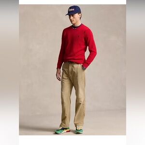 Mens Polo Ralph Lauren sweater size large red with the blue logo.